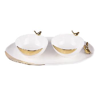 2 in one - Service apertif 2 bols + plat ovale
